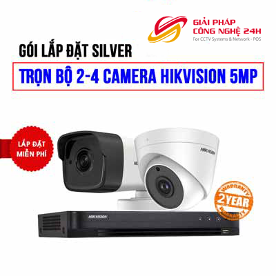 Trọn bộ 2 camera HIKVISION 5MP cho nhà hàng , Cửa hàng Tạp Hóa (SILVER H42010-4)